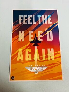 Top Gun 40th Anniversary Mini Poster Feel The Need Again Limited Original